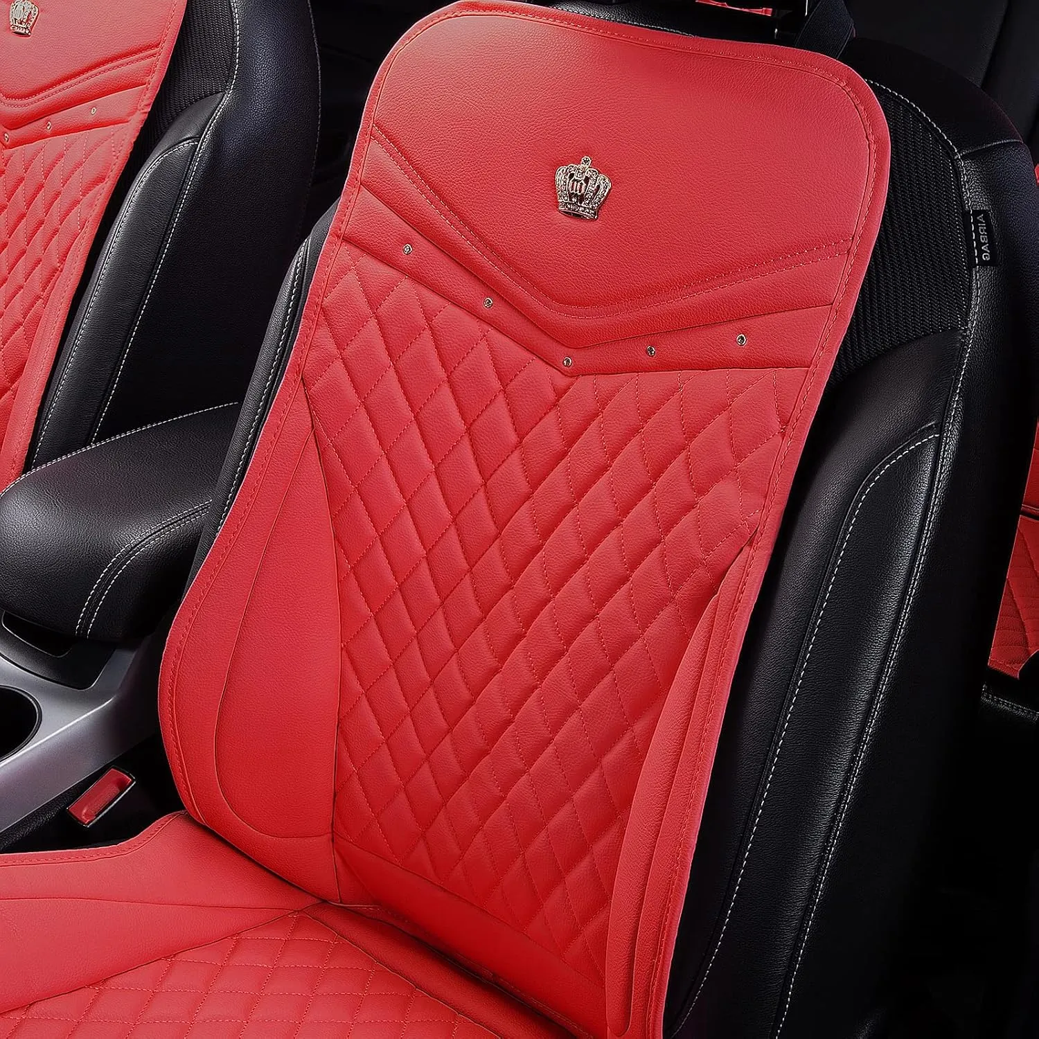 Flying Banner car seat Covers seat Cushions Luxe Fit Faux Leather Easy Installation Vehicles Non Slip Premium (Solid Red, 2 x Front Seat Cover)