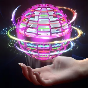 Flying Magic Ball 2024 Upgraded Hand Controlled RGB Led Lights Boomerang Spinner 360°Rotating Soaring UFO Mini Orb Drone Toy Safe for Kids Adults(Purple)