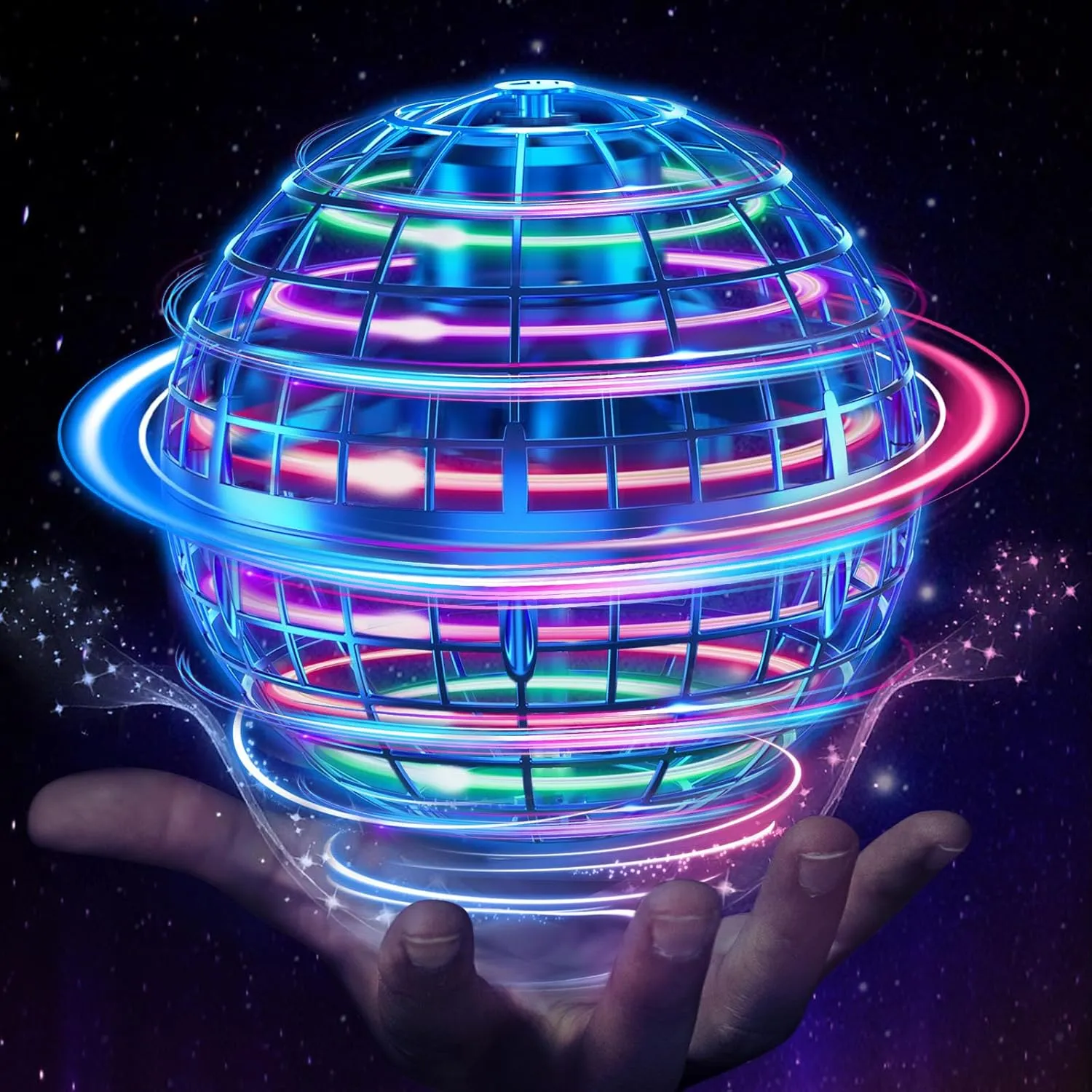 Flying Orb Ball Toys Upgraded Hover Soaring Fly Toy Cosmic Globe Magic Boomerang Fidget Spinner Hand Drone Orbit Cool Toys Gift for 6 7 8 9 10  Year Old Boys Girls Outdoor Indoor (Blue)