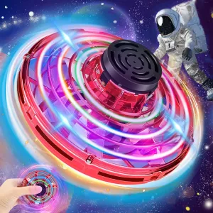 Flying Spinner, Fly UFO Flying Fidget Spinner, Mini UFO Drone, Fly Spinner, Hand Controlled Boomerang Drone Cool Stuff Toys Gifts for 8 9 10  Year Old Boys Girls Teens Indoor Outdoor Toys Red