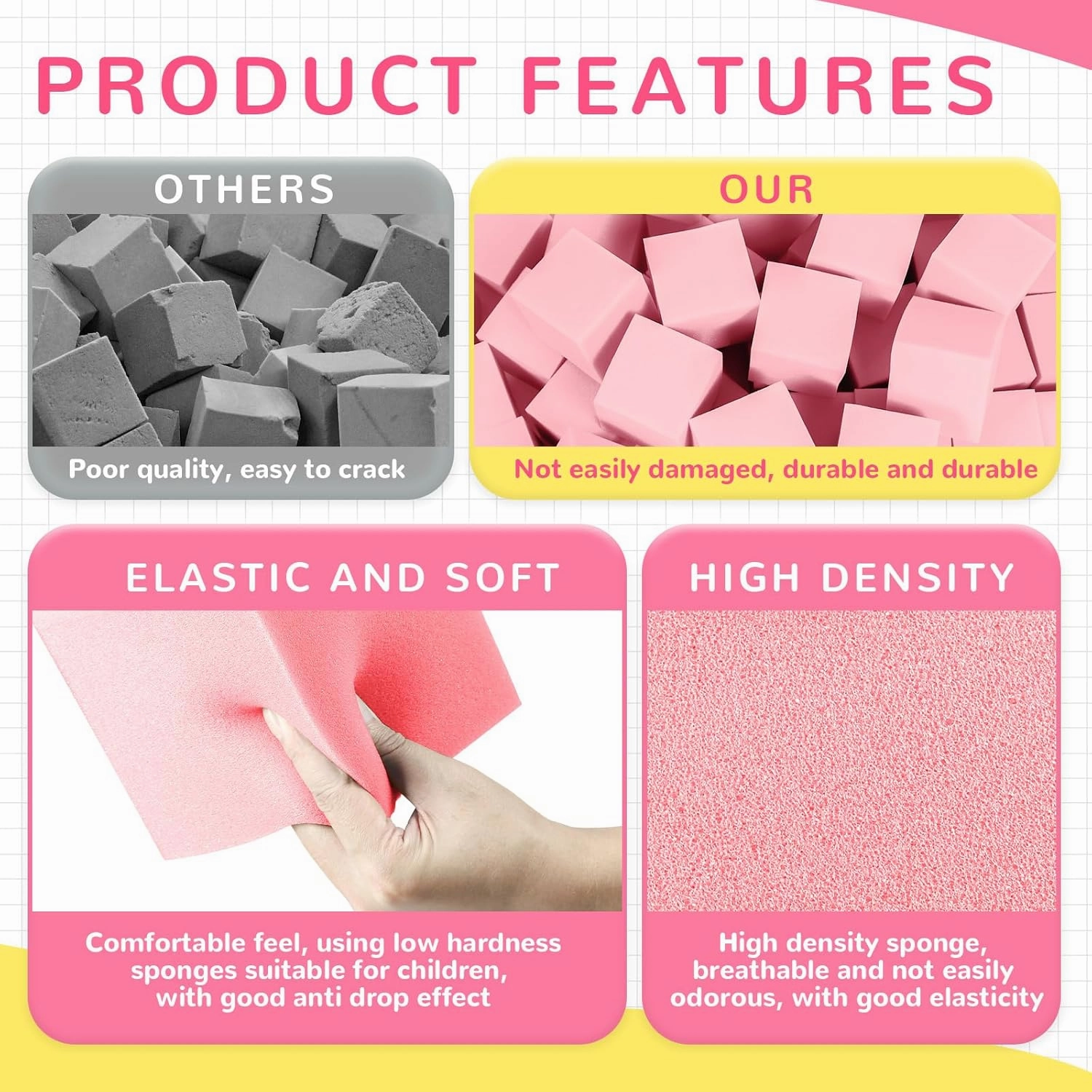 Foam Pit Blocks - 12 PCS 5" Foam Gym Cubes, Versatile Protective Padding for Trampolines, Gymnastics, Parkour & Action Sports - Pink