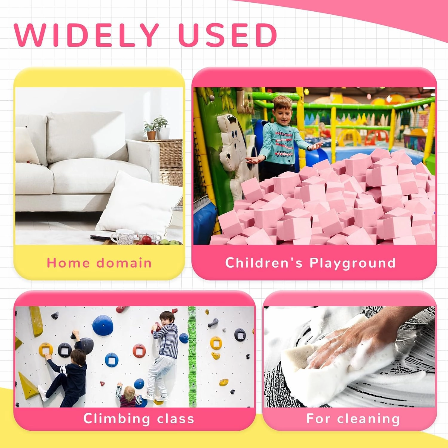 Foam Pit Blocks - 12 PCS 5" Foam Gym Cubes, Versatile Protective Padding for Trampolines, Gymnastics, Parkour & Action Sports - Pink