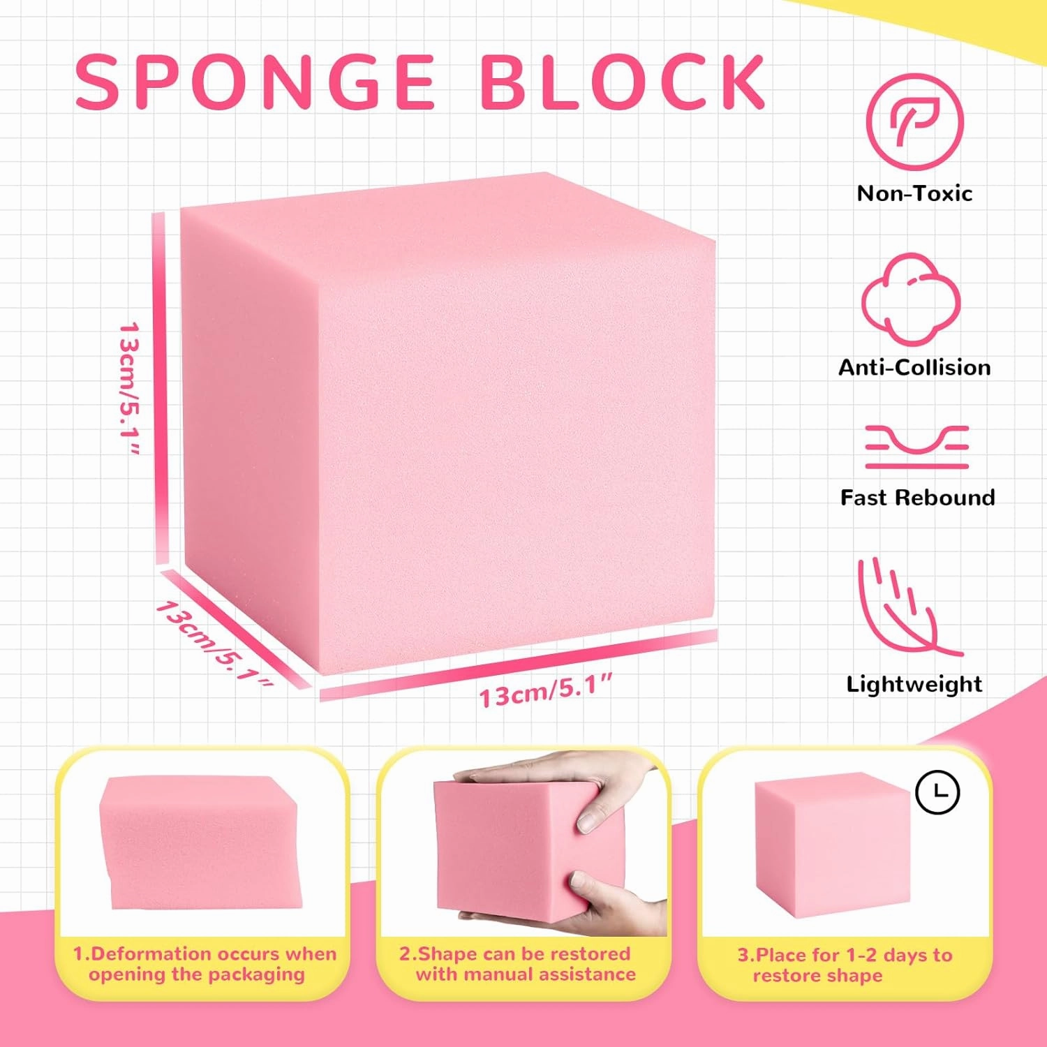 Foam Pit Blocks - 12 PCS 5" Foam Gym Cubes, Versatile Protective Padding for Trampolines, Gymnastics, Parkour & Action Sports - Pink