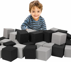 Foam Pit Cubes Blocks - 24PCS Sponge Form Cubes for Foam Ball Pits, Gymnastics, Freerunning and Parkour Courses, Skateboard Parks, BMX, Trampoline Arenas-Grey and Black(5" x 5" x 5")