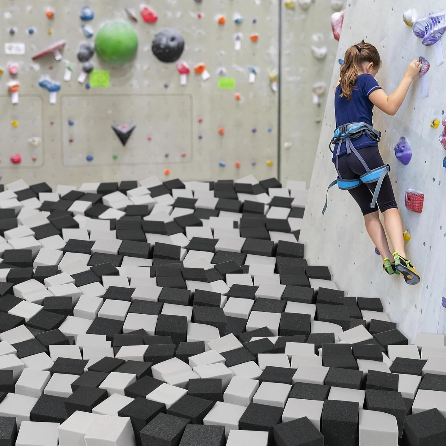 Foam Pit Cubes Blocks - 24PCS Sponge Form Cubes for Foam Ball Pits, Gymnastics, Freerunning and Parkour Courses, Skateboard Parks, BMX, Trampoline Arenas-Grey and Black(5" x 5" x 5")