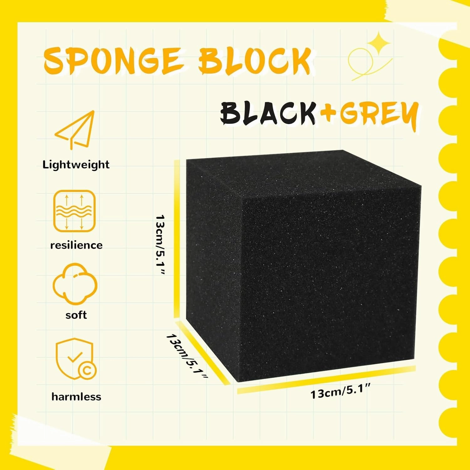 Foam Pit Cubes Blocks - 24PCS Sponge Form Cubes for Foam Ball Pits, Gymnastics, Freerunning and Parkour Courses, Skateboard Parks, BMX, Trampoline Arenas-Grey and Black(5" x 5" x 5")