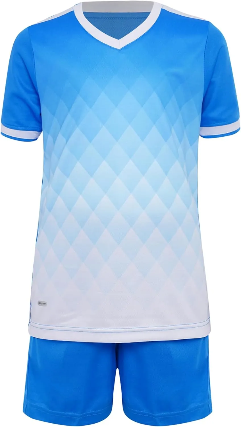 Football Kit For Kids Boys Pcs Durable Gradient Jersey And Pockets Shorts Sets Outdoor Training Costume
