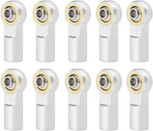 for AXIAL for SCX10 D90 D110 for Tamiya CC01 for Racing 1/10 10Pcs Metal M3 Aluminum Link Rod Tie Rod End Ball Joint RC Car Parts Replacement RC Car DIY Parts(White)