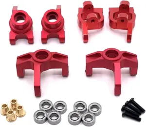 for LC for Racing for Wltoys for 144010 144001 144002 1/14 RC Car Metal Parts Modified Steering Cup C for Seat Rear Wheel Cup RC Upgrade Parts(Red)