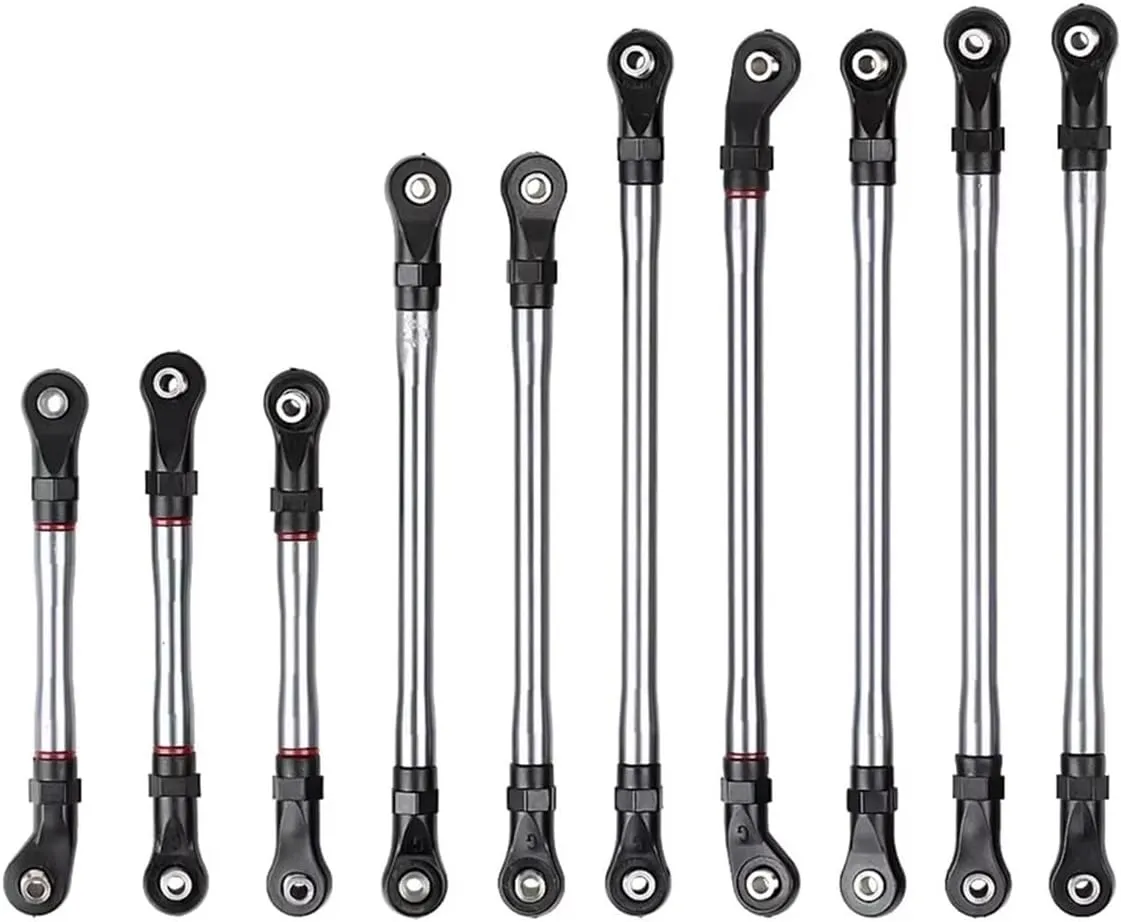 for Traxxas for TRX-4 1/10 324mm 10Pcs/Set Metal Unassembled Link Set Plastic Rod End RC Crawler Parts Upgrade Accessories Replacement Use RC Car DIY Parts(Silver)