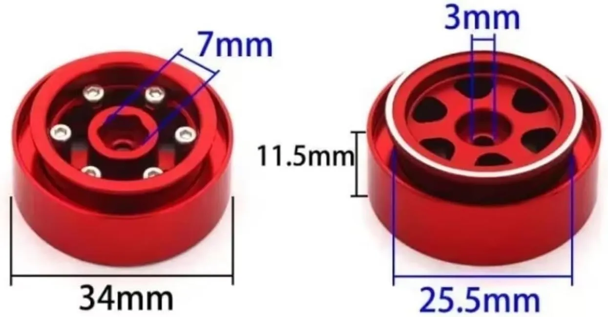 for Traxxas for TRX-4M 1/18 for Racing Aluminum Wheel Rims RC Crawler Car Upgrades Parts Accessories Replacement and Upgrade RC Car DIY Parts(Red)
