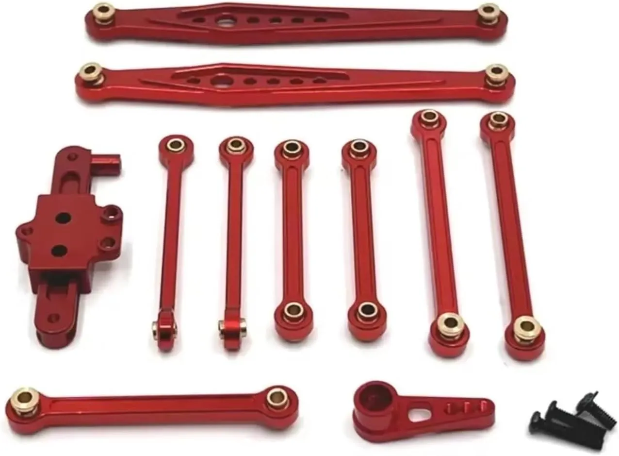 for Wltoys 124006 12423 12427 12428 1/12 Metal Upgrade Parts Kit Steering Assembly Link Rod Servo Arm RC Car Accessories Replacement RC Car DIY Parts(Red)