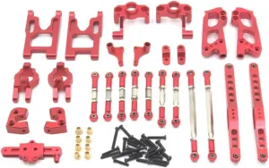 for Wltoys 12423 12427 12428 1/12 Metal Upgrade Set of 10 Suit Upgrades Parts Accessories RC Car Accessories Parts Replacement RC Car DIY Parts(Red)