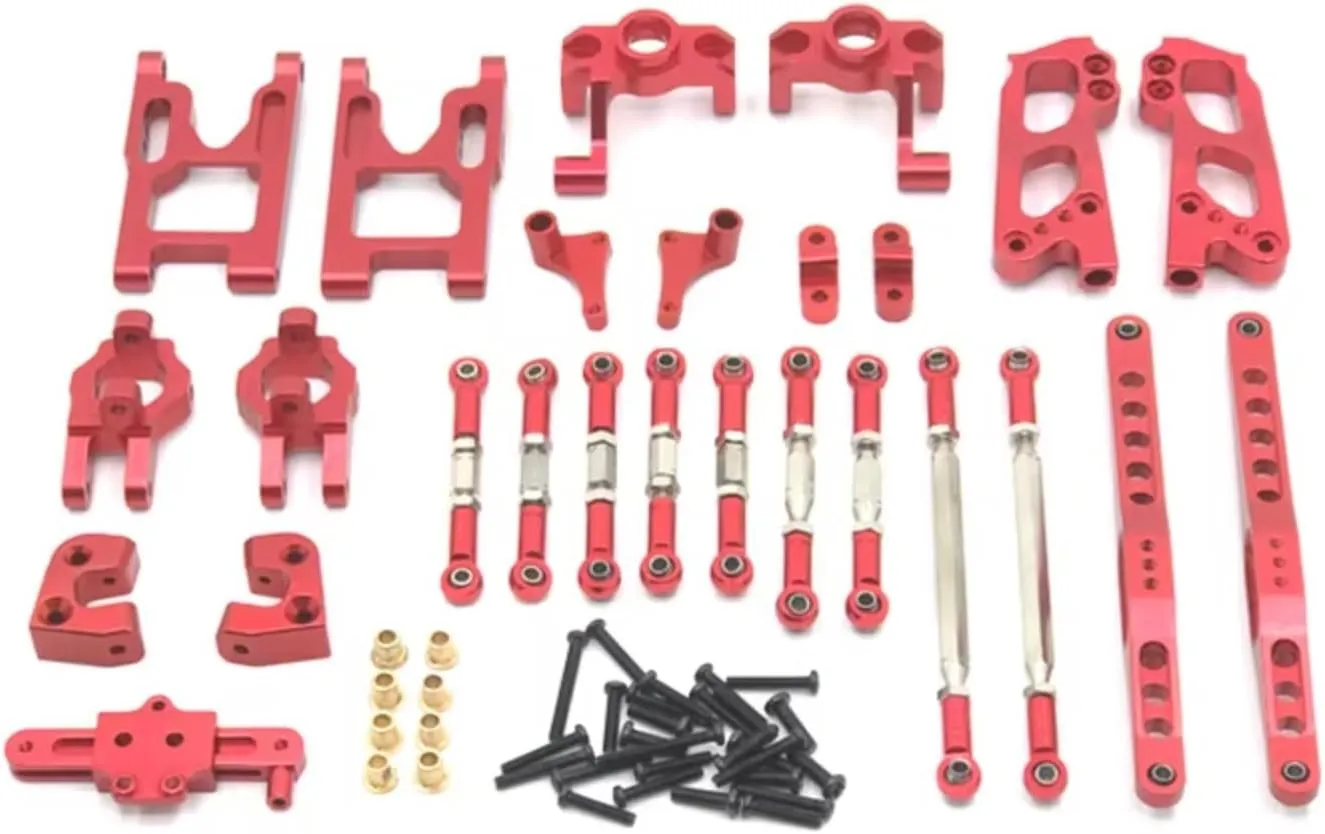 for Wltoys 12423 12427 12428 1/12 Metal Upgrade Set of 10 Suit Upgrades Parts Accessories RC Car Accessories Parts Replacement RC Car DIY Parts(Red)