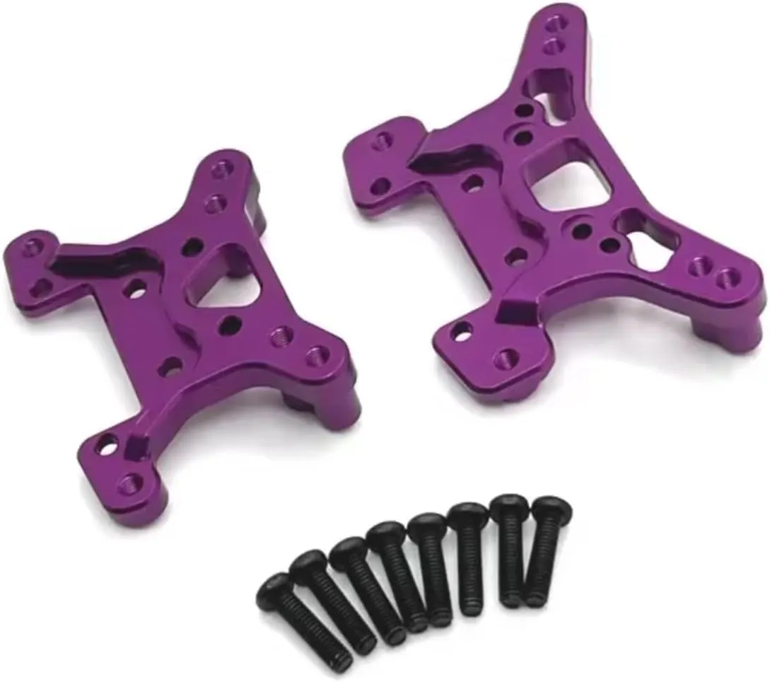 for Wltoys 144001 144010 144016 144018 124017 124019 124007 124008 124010 Metal Front Rear Shock Tower Plate RC Car Upgrade Parts RC Car DIY Parts(Purple)