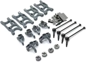 for Wltoys 144010 144001 124017-16-18-19 1/14 Suspension Arms Rear Hubs Steering Block RC Car Parts Upgrade Replacement RC Car DIY Parts(Gray)