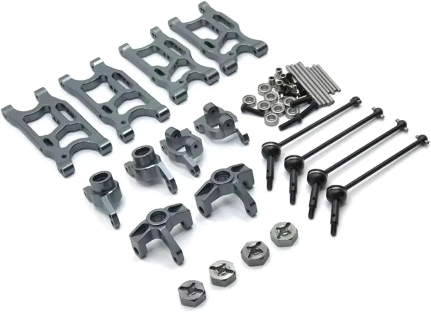 for Wltoys 144010 144001 124017-16-18-19 1/14 Suspension Arms Rear Hubs Steering Block RC Car Parts Upgrade Replacement RC Car DIY Parts(Gray)