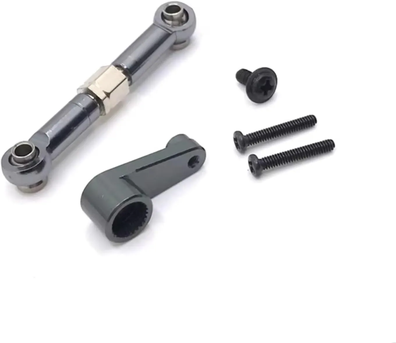 for Wltoys 144010 144001 144002 124017 124016 124018 124019 Metal Steering Gear Lever & Steering Gear Arm RC Car Modification Parts RC Car DIY Parts(Gray)