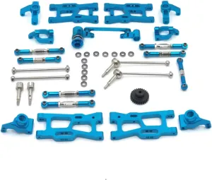 for Wltoys 144010 144002 124017 124019 124018 144001 124007 Metal Kit Drive Shaft Pull Rod for Swing Arm Steering RC Car Parts Upgrade RC Car DIY Parts(Blue)