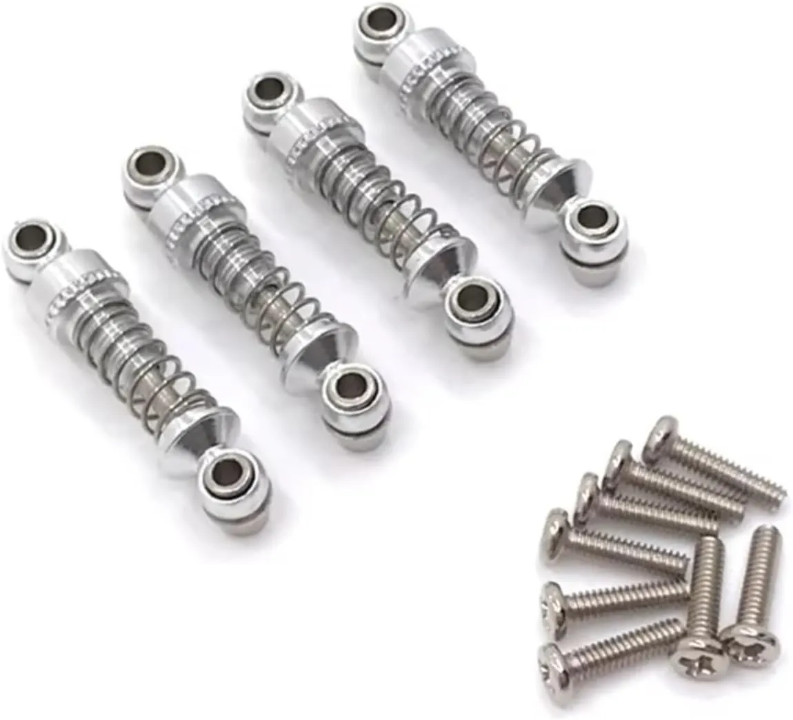 For WLtoys 284131 284161 284010 K969 K979 K989 K999 P929 P939 1:28 Metal Adjustable Shock Absorber RC Car Upgraded Parts Replacement RC Car DIY Parts(Silver)