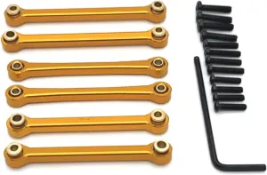 for Wltoys for 144016 144018 1/14 Metal Steering Link Rod Tie Rod Linkage Set RC Car Upgrade Parts Accessories RC Repair Parts(Yellow)