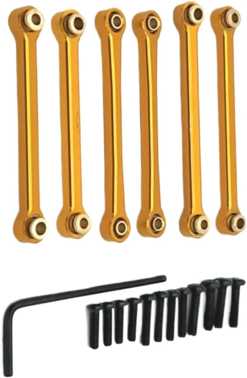 for Wltoys for 144016 144018 1/14 Metal Steering Link Rod Tie Rod Linkage Set RC Car Upgrade Parts Accessories RC Repair Parts(Yellow)