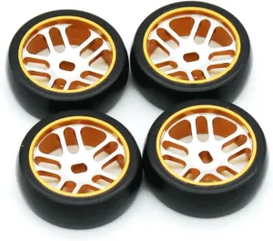 for Wltoys K989 K969 284131 284010 1/28 RC Remote Control Car Accessories Metal Hub Drift Tires Upgrade Accessories RC Car DIY Parts(Yellow)