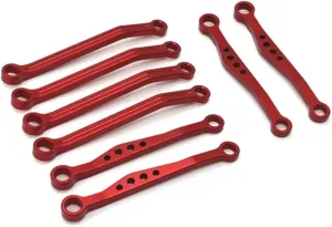 for Wpl C64 C64-1 1/16 Metal for Chassis Link Rod Pull Rod Set Black for Silver Red Optional RC Car Upgrade Parts Accessories Upgrade Replacement RC Car DIY Parts(Red)