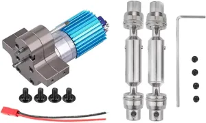 for WPL for MN Full Metal Gearbox with Metal Teeth 370 Gearmotors Trucks for Pickup Trucks Drive Shafts RC Car Accessories Upgrade Replacement RC Car DIY Parts(Gray)