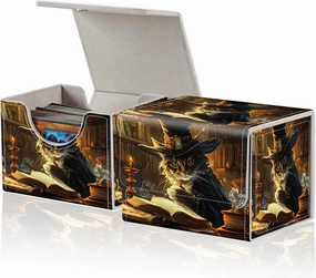 for MTG Commander Deck Box,Card Deck Box for Trading Yugioh MTG,Fits 100 Double Sleeved Cards,PU Leather Strong Magnet Case for Magic Commander TCG CCG,Captain Cat