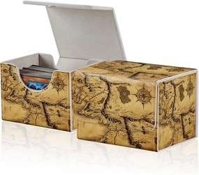 for MTG Commander Deck Box,Card Deck Box for Trading Yugioh MTG,Fits 100 Double Sleeved Cards,PU Leather Strong Magnet Case for Magic Commander TCG CCG,Retro Map