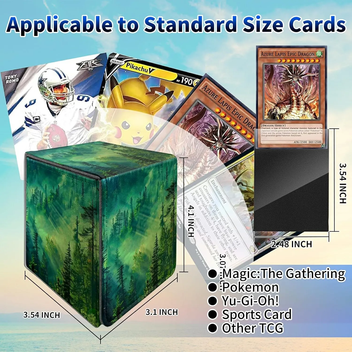 Forest Deck Box, MTG Commander Case for Trading Cards, 100  Sleeved With PU Leather Magnetic Storage Box for TCG CCG Magic