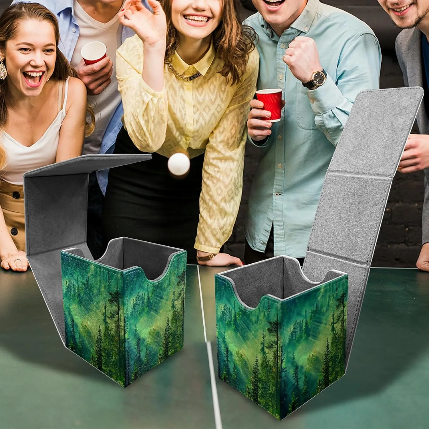 Forest Deck Box, MTG Commander Case for Trading Cards, 100  Sleeved With PU Leather Magnetic Storage Box for TCG CCG Magic