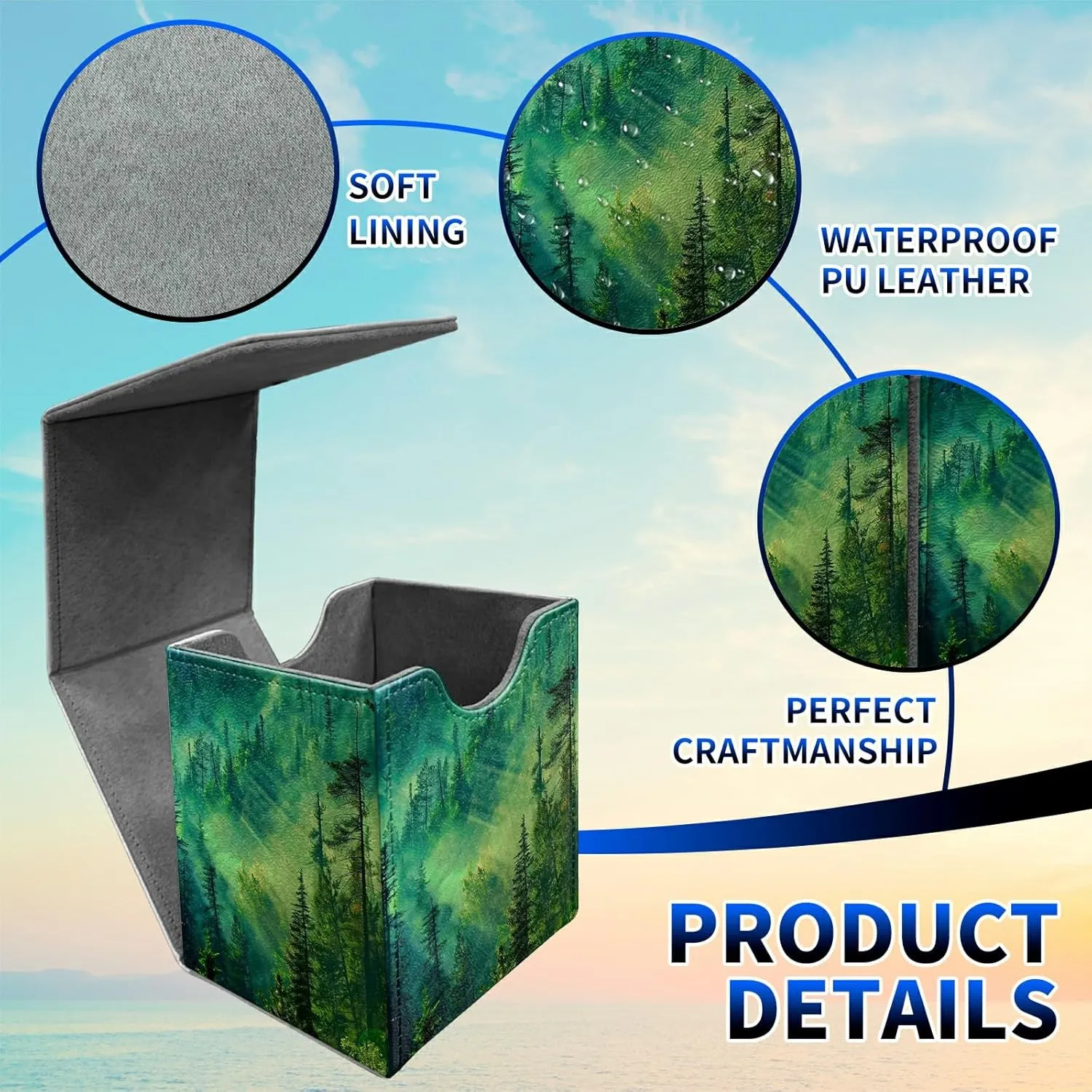 Forest Deck Box, MTG Commander Case for Trading Cards, 100  Sleeved With PU Leather Magnetic Storage Box for TCG CCG Magic
