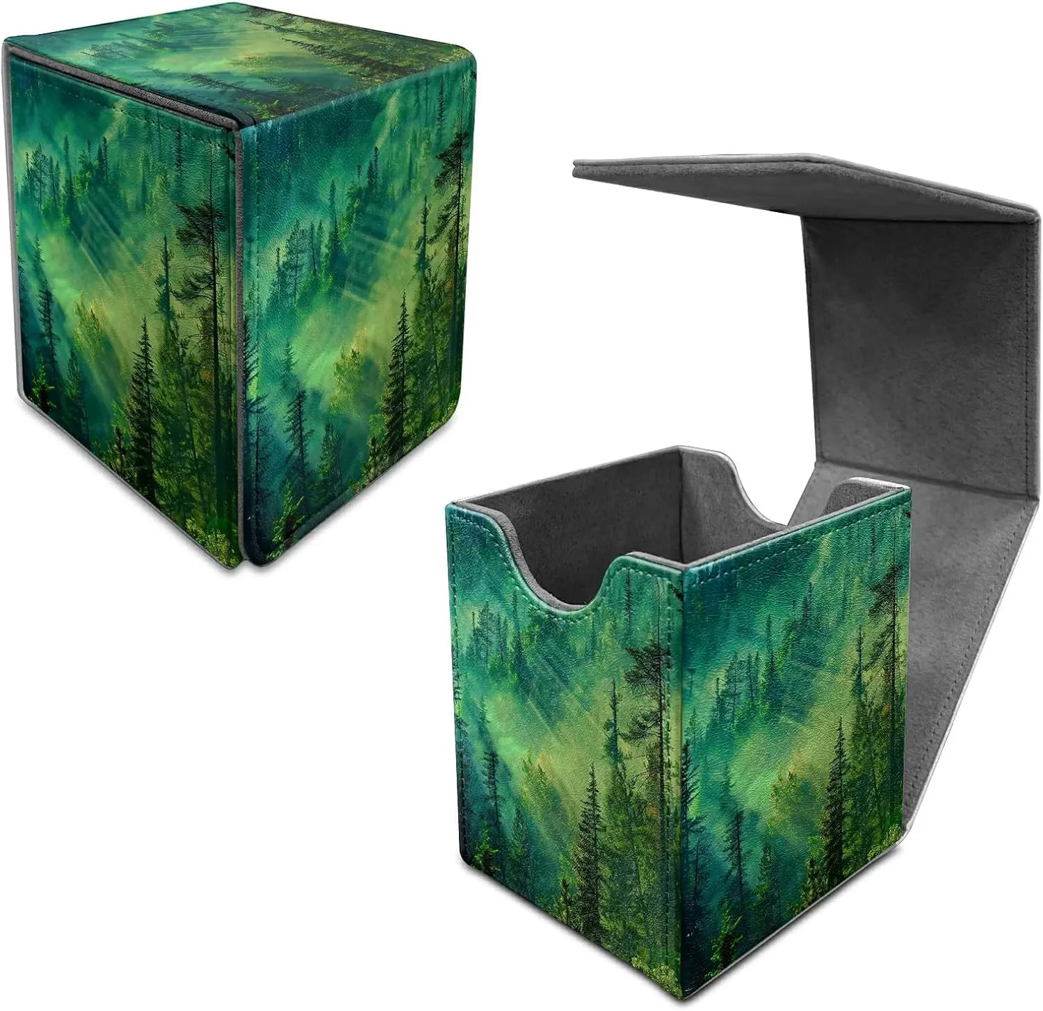 Forest Deck Box, MTG Commander Case for Trading Cards, 100  Sleeved With PU Leather Magnetic Storage Box for TCG CCG Magic