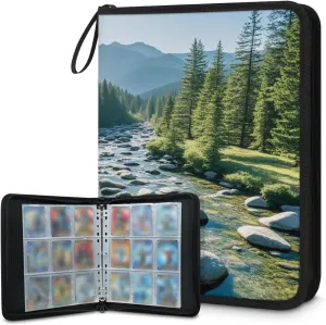 Forest River 3 Ring Trading Zipper Binder Strap, Trading Card Binder 4 Pocket, 400 Pockets Card Holder with 50 Removable Sleeves for Game Cards