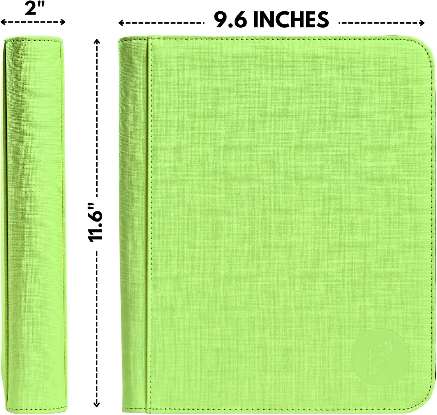 FORZAROCKET 4 Pocket Toploader Binder, Holds 112 Top Loaders, 8 INCLUDED, Waterproof PU Leather, Archival Safe Pockets, Compatible with Sports, Trading Cards in 3"x4" Toploaders (Lime Green)