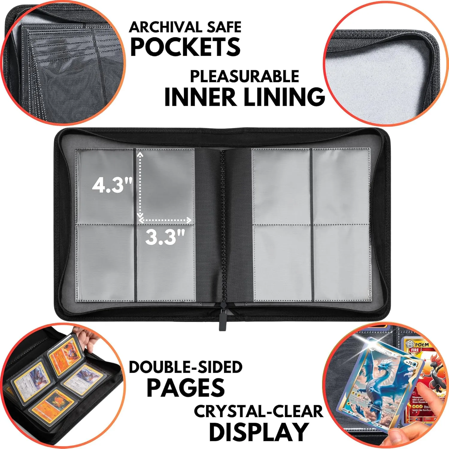 FORZAROCKET 4 Pocket Toploader Binder, Holds 112 Top Loaders, 8 INCLUDED, Waterproof PU Leather, Archival Safe Pockets, Compatible with Sports, Trading Cards in 3"x4" Toploaders (Lime Green)