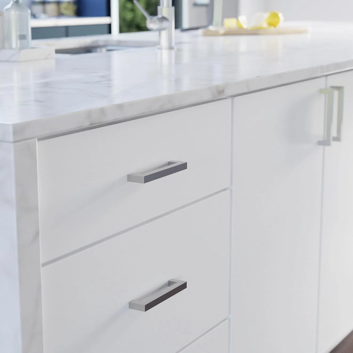 Franklin Brass Simple Modern Square (10-Pack) Cabinet Handles 5-1/16' Hole Center Stainless Steel Kitchen Drawer Pulls Dresser, Furniture Hardware P46646K-SS-B