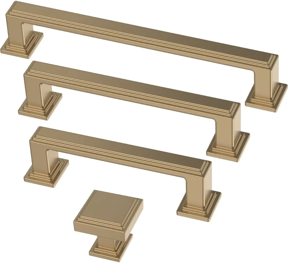 FRANKLIN BRASS Stepped (10-Pack) Cabinet Handles 5-1/16" Hole Center Pulls | Champagne Bronze Hardware Kitchen Door, Drawers, Dressers, Furniture P49582C-CZ-B