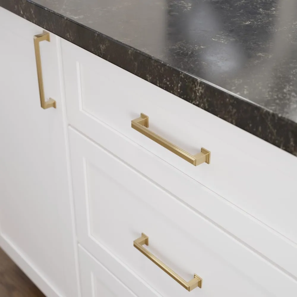 FRANKLIN BRASS Stepped (10-Pack) Cabinet Handles 5-1/16" Hole Center Pulls | Champagne Bronze Hardware Kitchen Door, Drawers, Dressers, Furniture P49582C-CZ-B