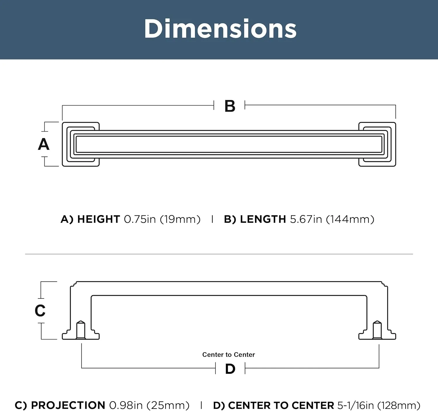 FRANKLIN BRASS Stepped (10-Pack) Cabinet Handles 5-1/16" Hole Center Pulls | Matte Black Hardware Kitchen Door, Drawers, Dressers, Furniture P49582C-FB-B
