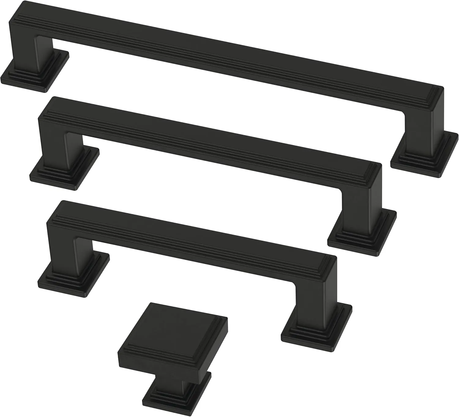 FRANKLIN BRASS Stepped (10-Pack) Cabinet Handles 5-1/16" Hole Center Pulls | Matte Black Hardware Kitchen Door, Drawers, Dressers, Furniture P49582C-FB-B