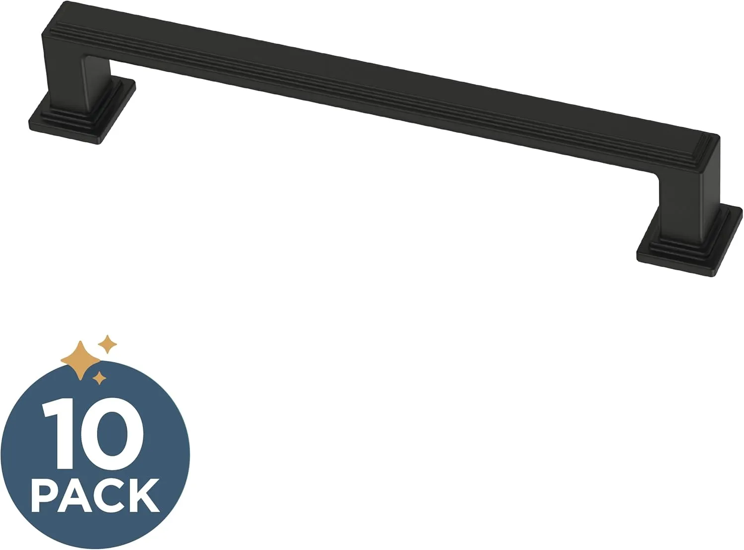 FRANKLIN BRASS Stepped (10-Pack) Cabinet Handles 5-1/16" Hole Center Pulls | Matte Black Hardware Kitchen Door, Drawers, Dressers, Furniture P49582C-FB-B