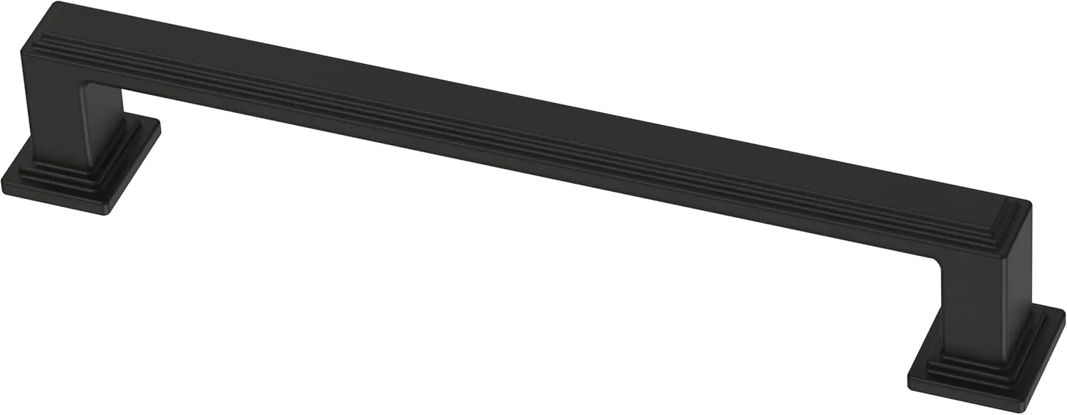 FRANKLIN BRASS Stepped (10-Pack) Cabinet Handles 5-1/16" Hole Center Pulls | Matte Black Hardware Kitchen Door, Drawers, Dressers, Furniture P49582C-FB-B