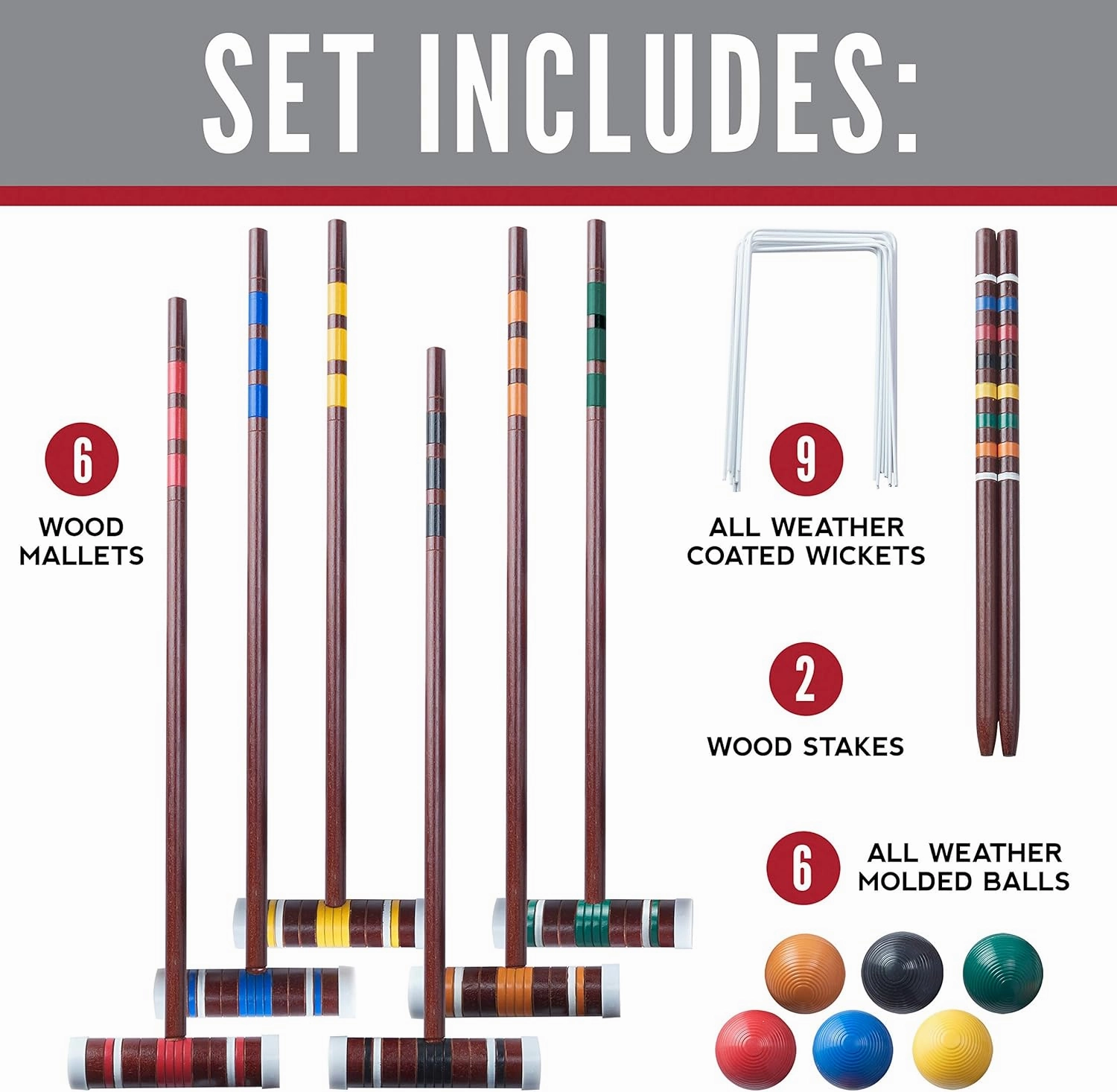 Franklin Sports Portable Backyard Croquet Sets - Complete 4   6 Player Croquet Sets with Mallets, Croquet Balls   Wickets Included - Outdoor Family Lawn Game Sets