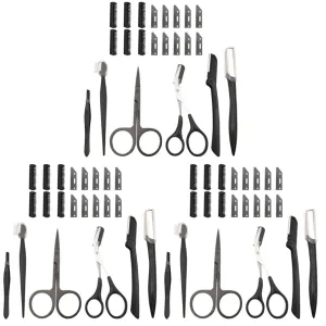 FRCOLOR 3sets Portable Eyebrow Tools Set Eyebrow Trimmer Kit Shaping Scissors Blades Scissors Other Beauty Accessories for Effortless Grooming Anywhere