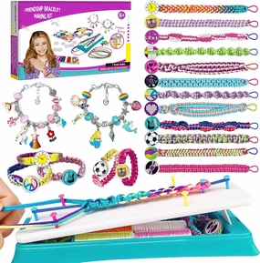 Friendship Bracelet Making Kit for Girls, Arts and Crafts for Kids Ages 8-12, DIY Jewelry Making Kit for 6 7 8 9 10 11 12 Years Old Girls, Birthday Gifts for Teen Girls Toys, Extra 2 Charm Bracelets