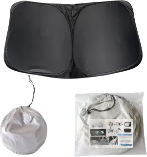 Front Windshield Sun Shade Designed for Tesla, Double Layer Light Blocking Fabric, Foldable Sun Shade with a Storage Bag