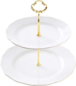 Fruit Tray Simple Ceramic Double Dessert Plate Fruit Plate Living Room Decoration Pastry Plate Snack Plate Afternoon Tea Dessert Tray Fruit Bowl Party Tray Easy Assembly,（a）